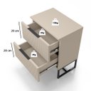 Ver imagem 5 de Mesa de Cabeceira Lumia com 2 Gavetas Detalhe Ripado Base de Aço Industrial - Off White/pé Preto