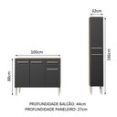 Ver imagem 3 de Cozinha Compacta Madesa Emilly Silver com Balcão e Paneleiro Rustic/Preto Cor:Rustic/Preto