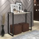 Ver imagem 1 de Aparador Industrial Hall de Entrada Ísis Pés em Aço Decorativo Sala Mesa - Preto/off White