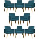 Ver imagem 1 de Kit 8 Poltronas Decorativas Mari Pé Palito Castanho - Azul-marinho Suede