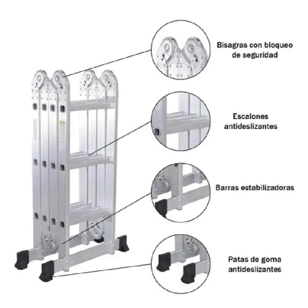 Escada de Aluminio Articulada 4x3 12 Degraus C/plataforma - 4