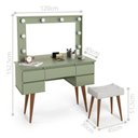 Ver imagem 2 de Penteadeira Camarim com Banqueta Th Shop 5 Gavetas com Espelho MDF Alecrim Patrimar Móveis