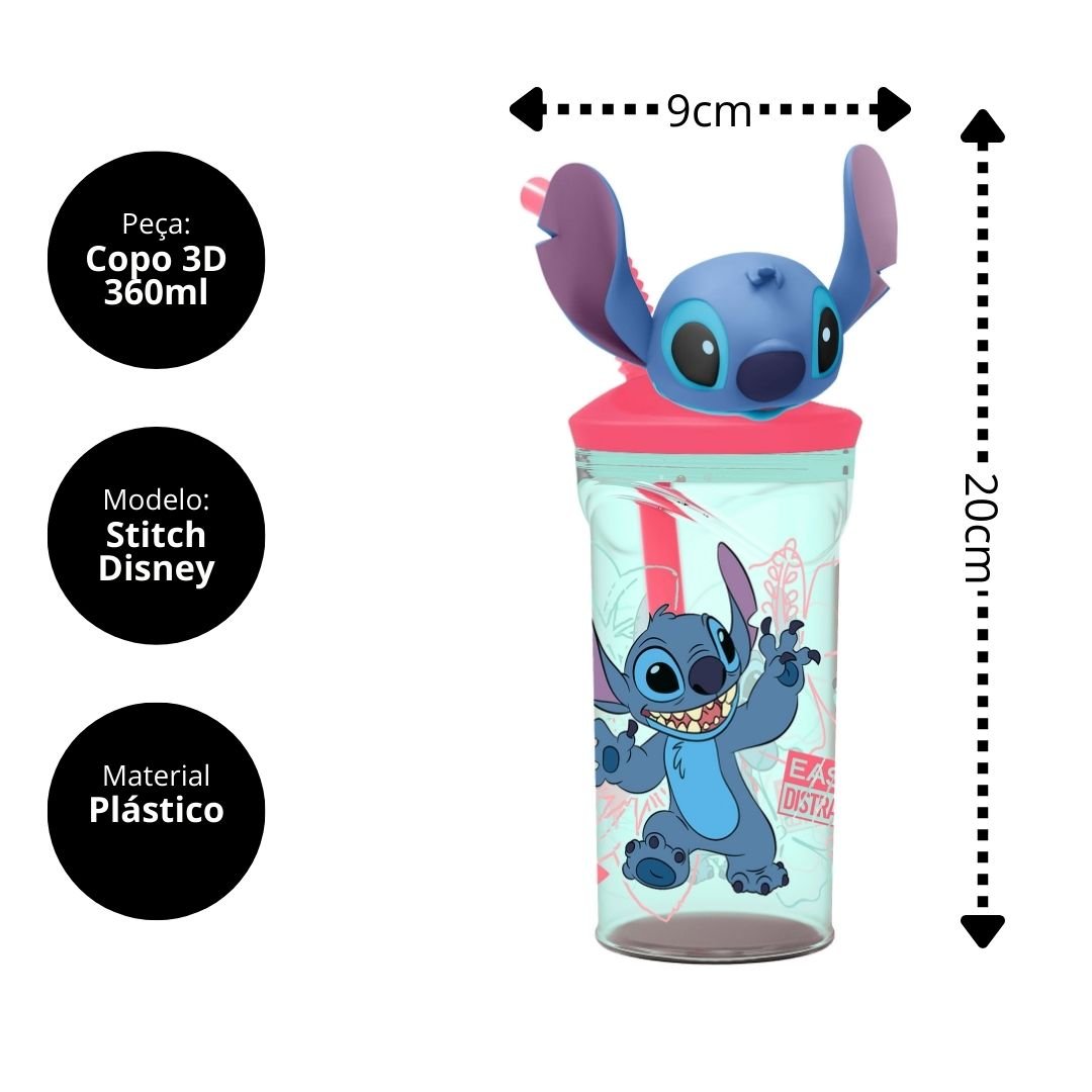 Jogo Copo e Garrafa Stitch Disney 3d Látex Premium - Tuut - 4
