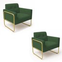 Ver imagem 2 de Poltrona Sala Industrial Alta Tubo Dourado Kit 2 Elisa Suede D03 - D’Rossi