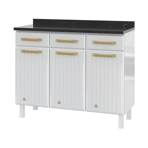 Balcão de Cozinha de Aço com Tampo 3 Portas e 3 Gavetas 105cm Multimóveis Cr20360