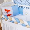 Kit Protetor Berço Padrão Americano Raposa Menino Azul 6 Pçs - 1