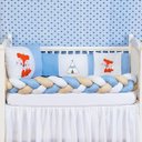 Ver imagem 2 de Kit Protetor Berço Padrão Americano Raposa Menino Azul 6 Pçs