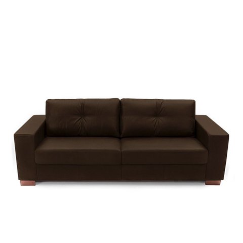 Sofá Sala de Estar 2 Lugares 160cm Pés Madeira Kenny Couro Tabaco G43 - Gran Belo