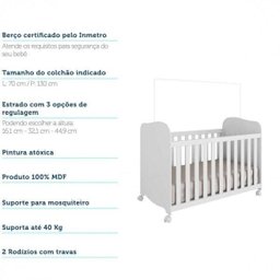 Quarto de Bebê com Cômoda 1 Porta com Janela e Berço 100% MDF Uli  - 13