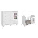 Ver imagem 2 de Quarto de Bebê Cômoda 1 Porta com Janela e Berço 100% MDF Mimo Espresso Móveis Branco Brilho