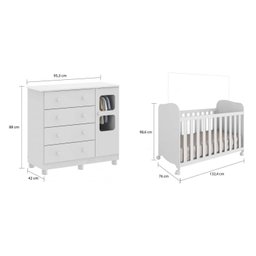 Quarto de Bebê com Cômoda 1 Porta com Janela e Berço 100% MDF Uli  - 3