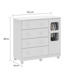Quarto de Bebê com Cômoda 1 Porta com Janela e Berço 100% MDF Uli  - 8