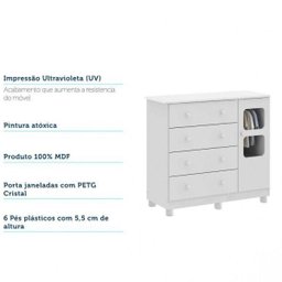 Quarto de Bebê com Cômoda 1 Porta com Janela e Berço 100% MDF Uli  - 9