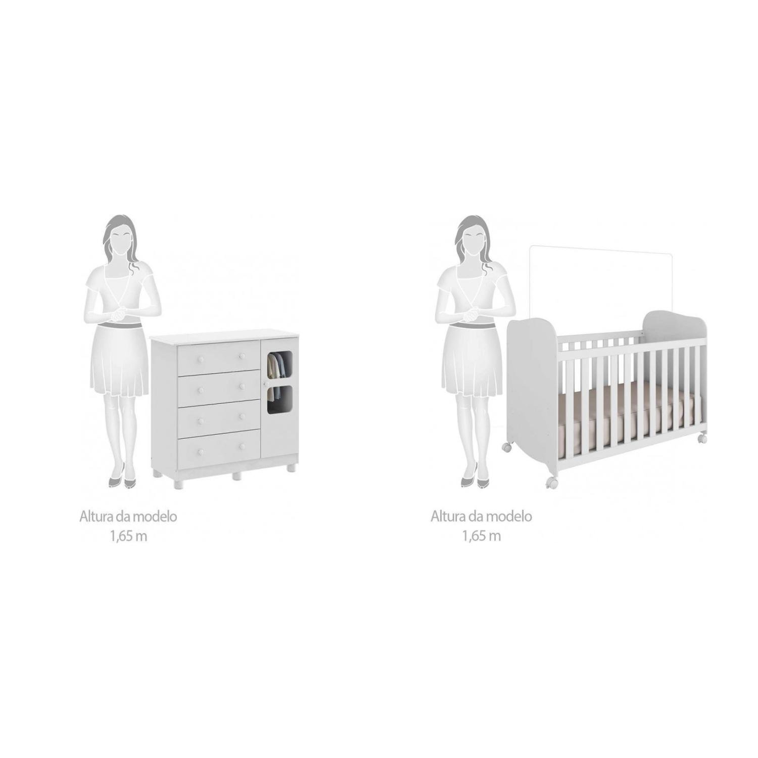 Quarto de Bebê com Cômoda 1 Porta com Janela e Berço 100% MDF Uli Móveis Peroba - 4