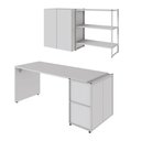 Ver imagem 2 de Escrivaninha 1,7m C/ Balcão Lateral Nicho e Armário Aéreo F5 Cor:cinza