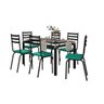 Conjunto de Mesa Malva Vidro Preto De 140X80 cm Com 6 Cadeiras 118 Azul Turquesa Artefamol 9820 - CO - 2