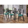 Conjunto de Mesa Malva Vidro Preto De 140X80 cm Com 6 Cadeiras 118 Azul Turquesa Artefamol 9820 - CO - 1