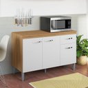 Ver mais imagens de Balcão de Cozinha Gabriela com Tampo 120cm e Armário Aéreo Andréia Amêndoa Branco - Ajl
