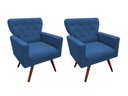 Ver imagem 1 de Kit 2 Poltronas Decorativa Aurora Suede Azul Pés Madeira Ms Decor