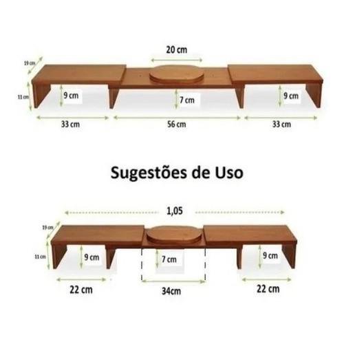 Suporte Triplo Monitor Tv Mesinha em Madeira Maciça - 8