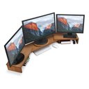 Ver imagem 1 de Suporte Triplo Monitor Tv Mesinha em Madeira Maciça