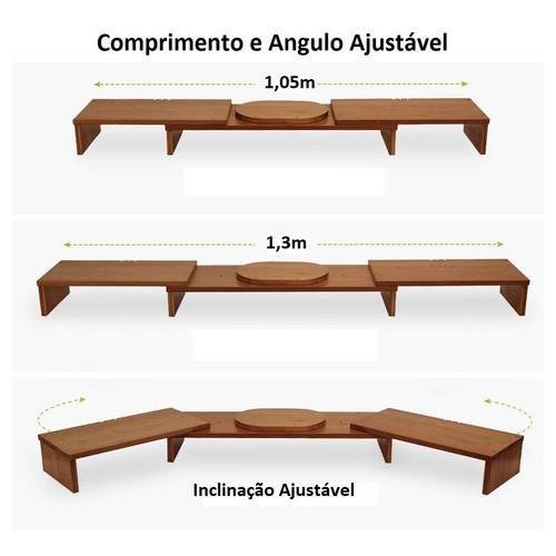 Suporte Triplo Monitor Tv Mesinha em Madeira Maciça - 9
