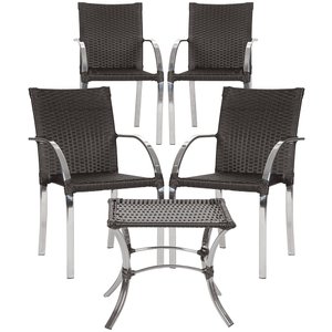 Jogo de 4 Cadeiras Ascoli com Mesa de Centro Tabaco