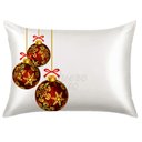 Ver imagem 1 de Fronha de Cetim Personalizada Bolas Natal Vermelhas Douradas