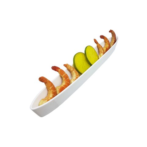 Petisqueira em Acrílico Canoa P/ Frios Molhos Pastas Branco