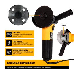 Esmerilhadeira Angular 850w 13000rpm Hawk Hw3010 com Disco de Corte - 3