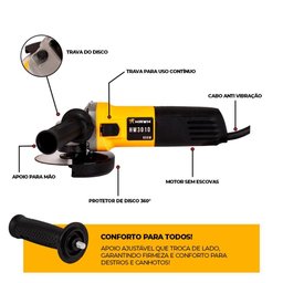 Esmerilhadeira Angular 850w 13000rpm Hawk Hw3010 com Disco de Corte - 2