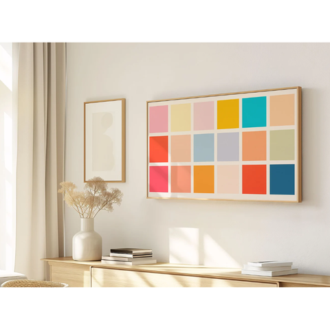 Quadro Decorativo N°82 115x70cm - Panorâmico Paleta Cores Bauhaus - Rollflex