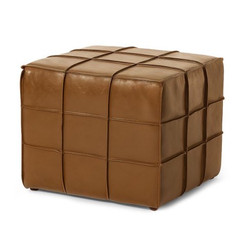 Puff Quadrado Corino Marrom