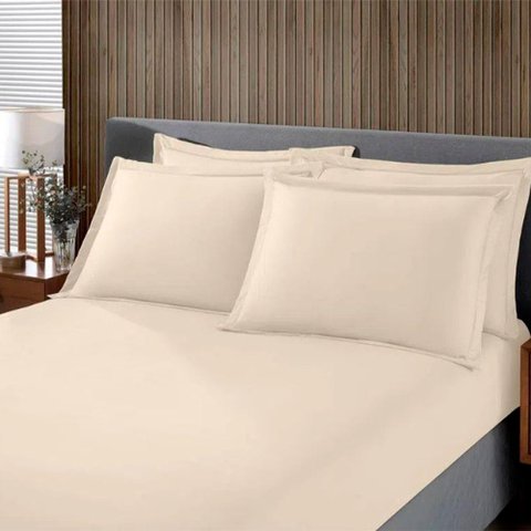 Jogo de Cama Solteiro King Malha Liso 2 Peças Image Perola