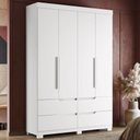 Ver imagem 1 de Guarda Roupa Doble Quarto Com 4 Portas e 4 Gavetas Branco Fosco