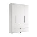 Ver imagem 2 de Guarda Roupa Doble Quarto Com 4 Portas e 4 Gavetas Branco Fosco