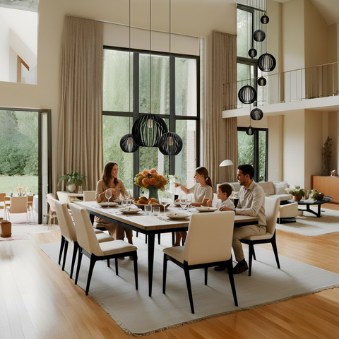Conjunto Lustres para Sala de Estar e Sala de Jantar Mix - Preto