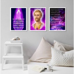 Kit 3 Quadros Saint Germain- Chama Violeta 45x34cm:madeira Preta - 1