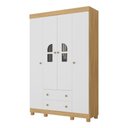 Ver imagem 2 de Guarda-roupa Infantil 122cm com Vidro 4 Portas e 2 Gavetas Nina Multimóveis Mp4504 Madeirado/branco
