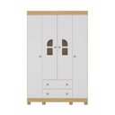 Ver imagem 7 de Guarda-roupa Infantil 122cm com Vidro 4 Portas e 2 Gavetas Nina Multimóveis Mp4504 Madeirado/branco