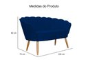 Ver imagem 2 de Kit Namoradeira + 1 Poltrona Decorativa Pétala Suede Azul Marinho Pés Madeira Mz Decor