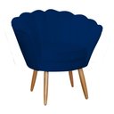 Ver imagem 3 de Kit Namoradeira + 1 Poltrona Decorativa Pétala Suede Azul Marinho Pés Madeira Mz Decor