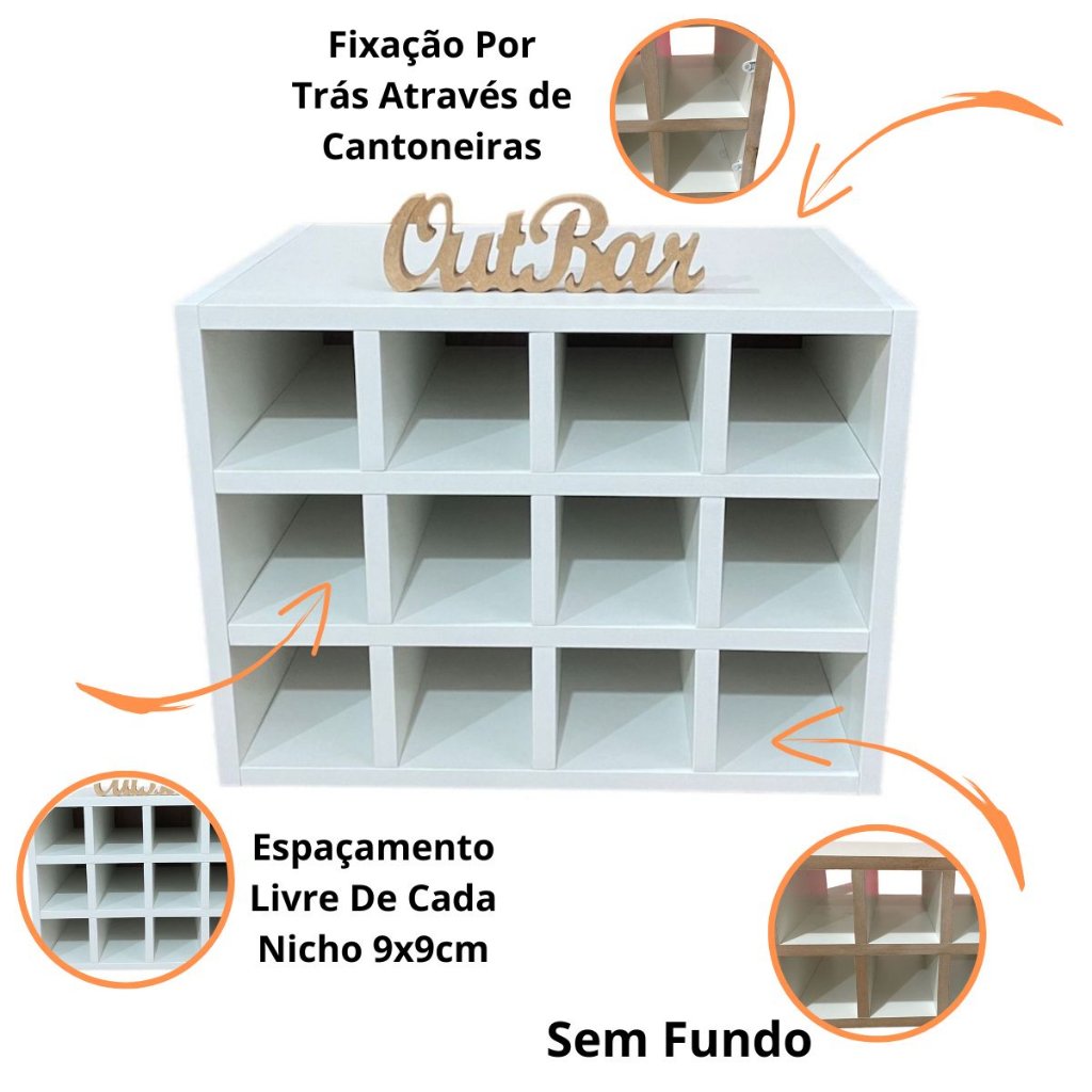 Garrafeiro Adega com 12 Nichos para Garrafas Vinho - 3