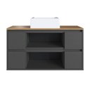 Ver imagem 6 de Balcão Gabinete de Banheiro Suspenso 88,4cm 2 Portas e 4 Gavetas com Cuba Berlim Preto/Grafite