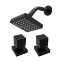 Ver imagem 1 de Kit Chuveiro Ducha Quadrado Articulável Preto Fosco + Acabamento Registro Pressão e Gaveta Abs