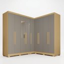 Ver imagem 2 de Guarda-Roupa de Canto Modulado com Pés e Espelho 9 Portas 4 Gavetas França