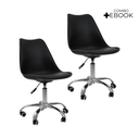 Ver imagem 2 de Kit 2 Cadeiras Office Base Cromada com Rodizio Giratória Saarinen Preto + E-book