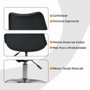 Ver mais imagens de Kit 2 Cadeiras Office Base Cromada com Rodizio Giratória Saarinen Preto + E-book