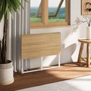 Ver imagem 5 de Escrivaninha Mesa Escritório Mesa Dobrável Office e Estudo Pés Metal 90cm Industrial Executive Macadâmia Com Branco