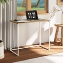 Ver imagem 1 de Escrivaninha Mesa Escritório Mesa Dobrável Office e Estudo Pés Metal 90cm Industrial Executive Macadâmia com Branco Marrom
